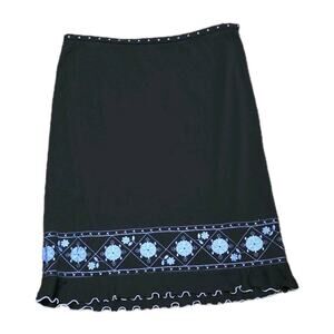Vtg Ann Taylor Embroidered Floral Skirt Womens 8 Boho Retro Romantic Prairie